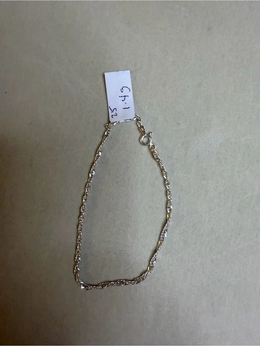 925 Sterling Silver Italy Bracelet – 7” – Delicate Twisted Rope Chain – 1.43g